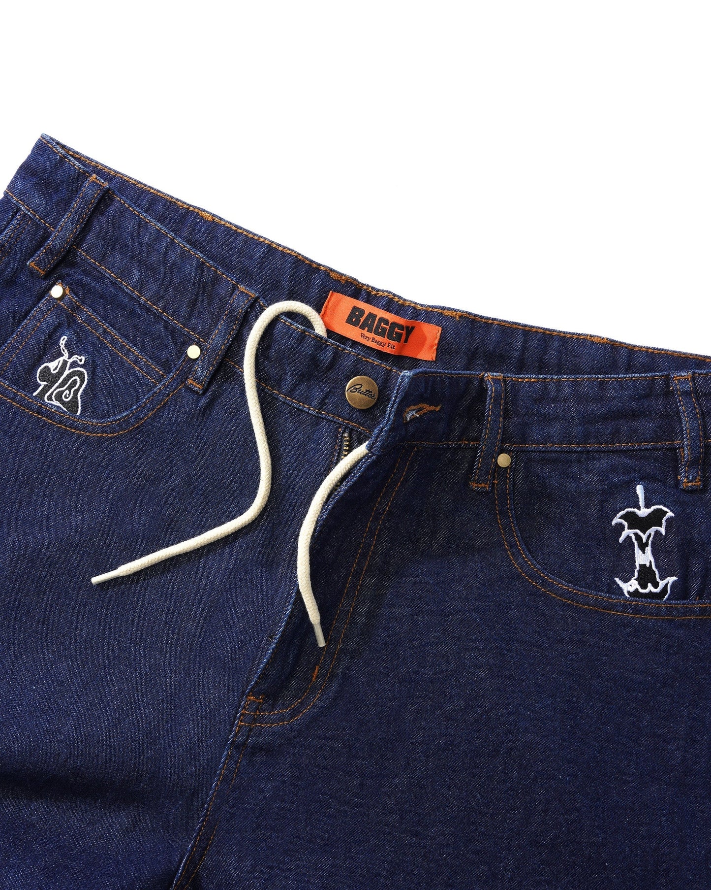 Critter Baggy Denim Shorts, Dark Indigo