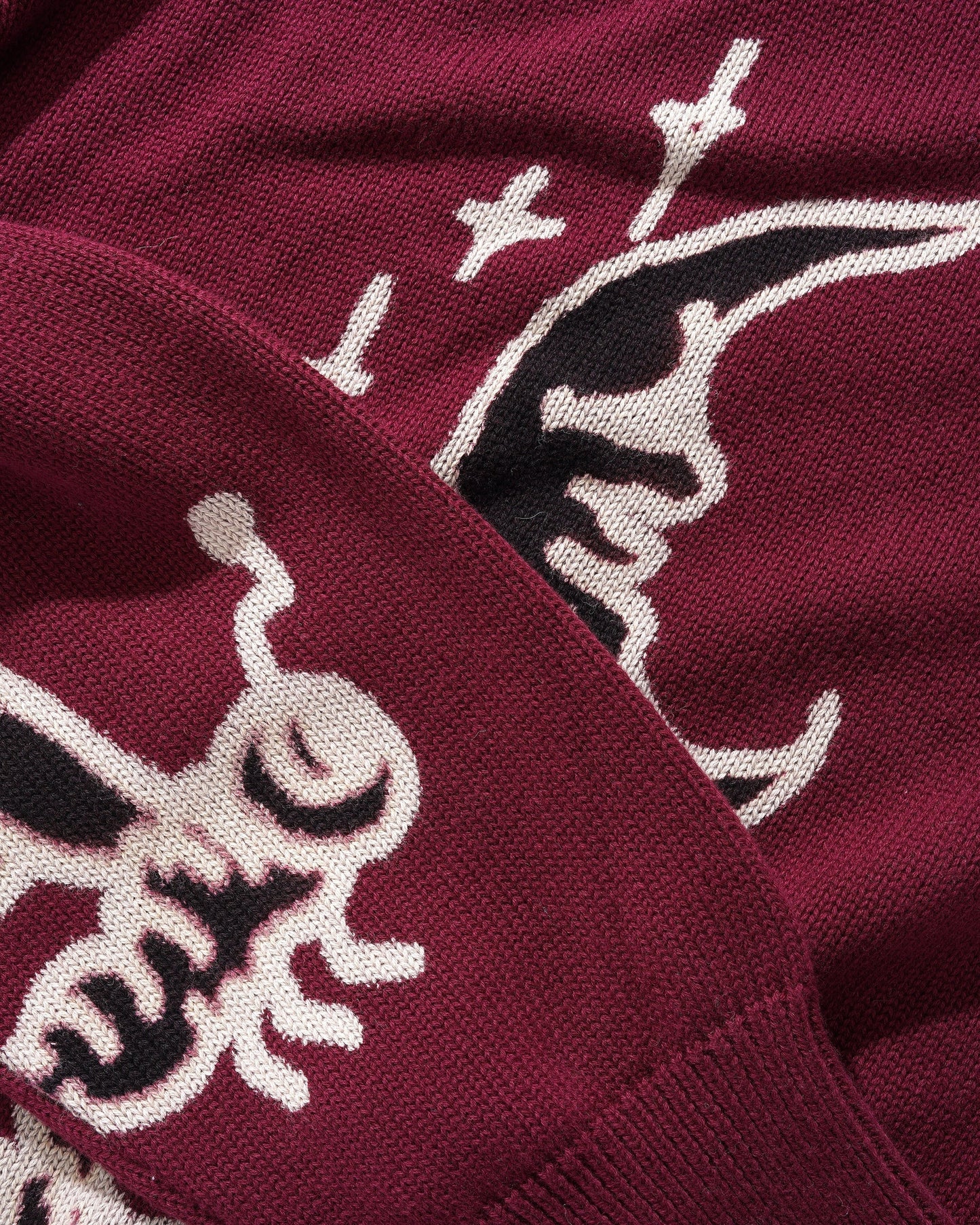 Critter Knitted Sweater, Wine
