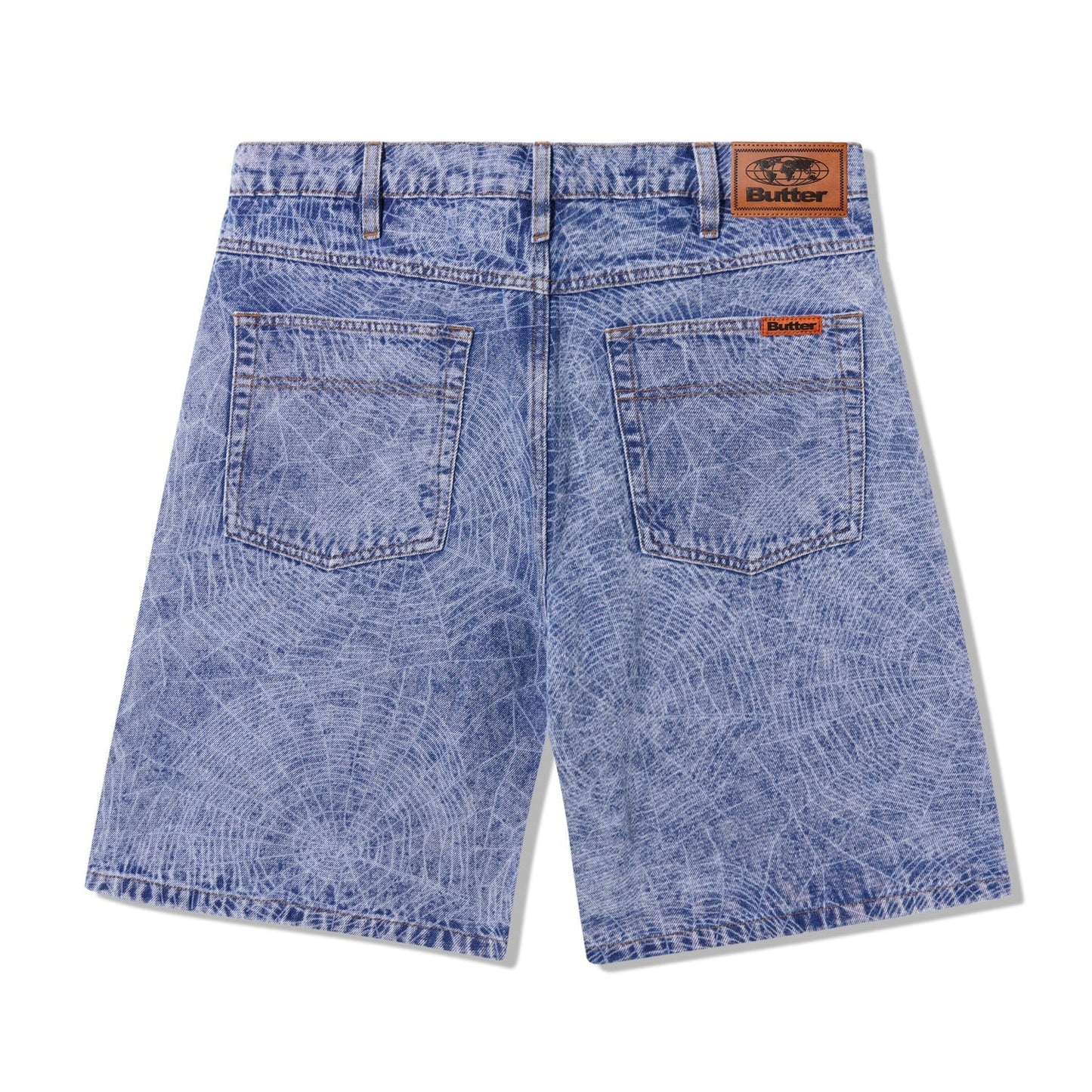 Web Denim Shorts, Acid Wash Indigo