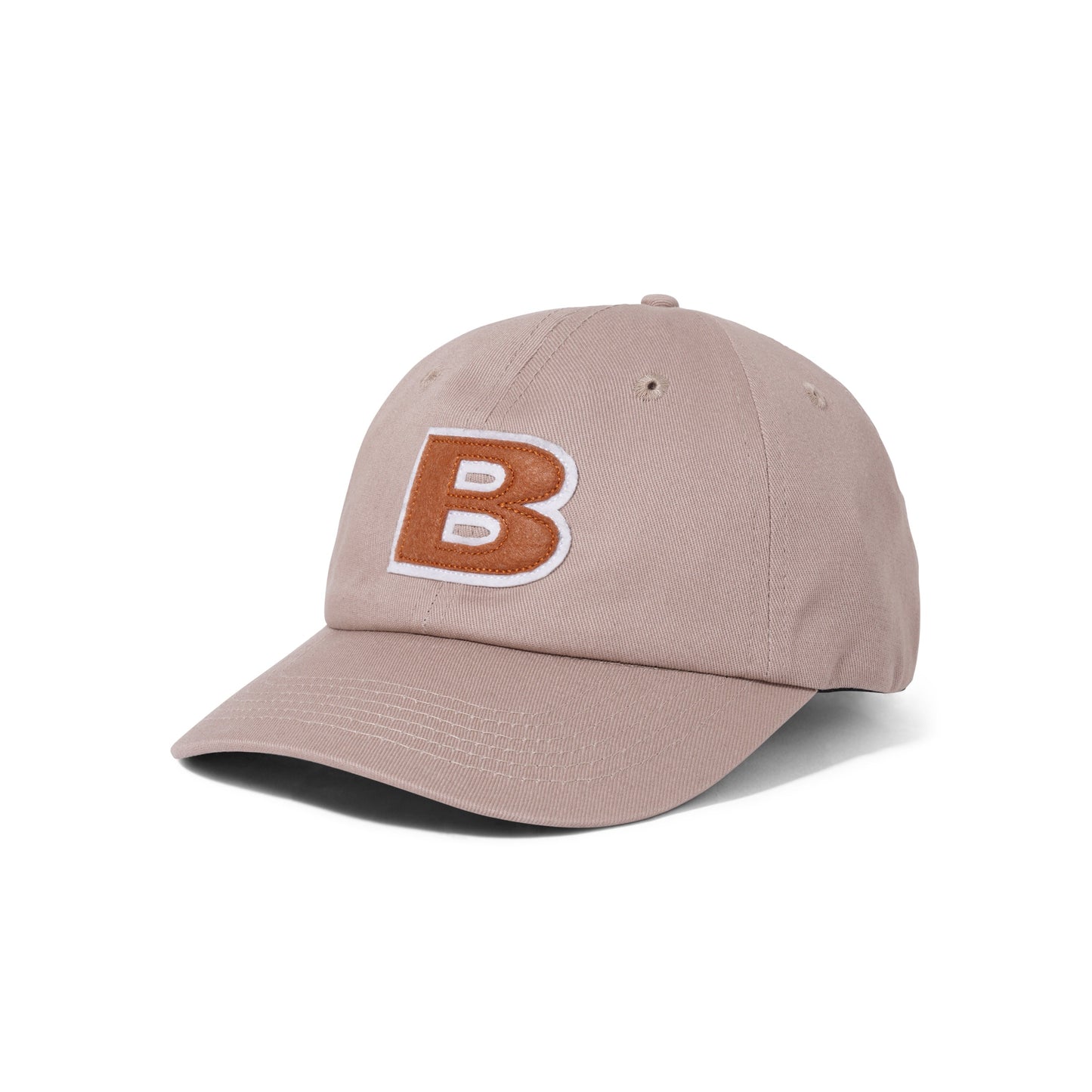 B Logo 6 Panel Cap, Khaki