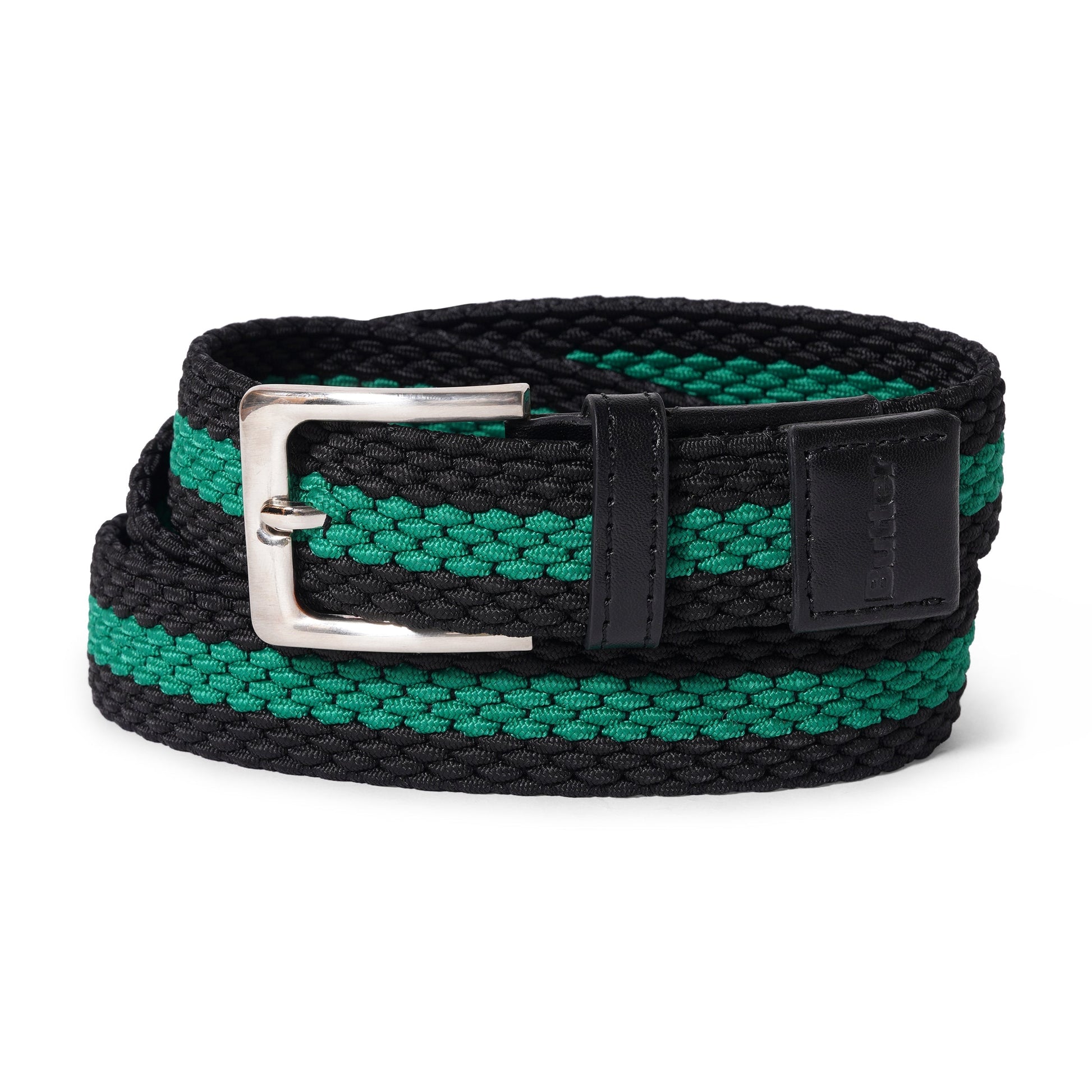  Braided Belt, Black / Green
