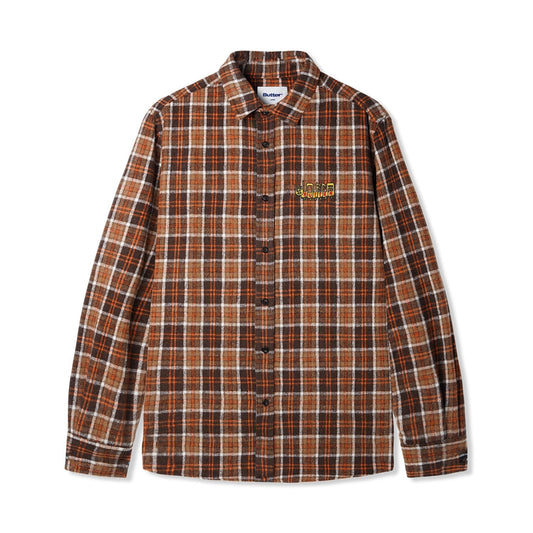  Caterpillar Flannel Shirt, Brown / Orange