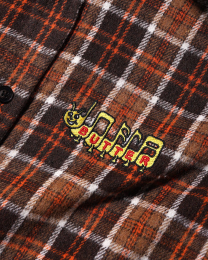  Caterpillar Flannel Shirt, Brown / Orange