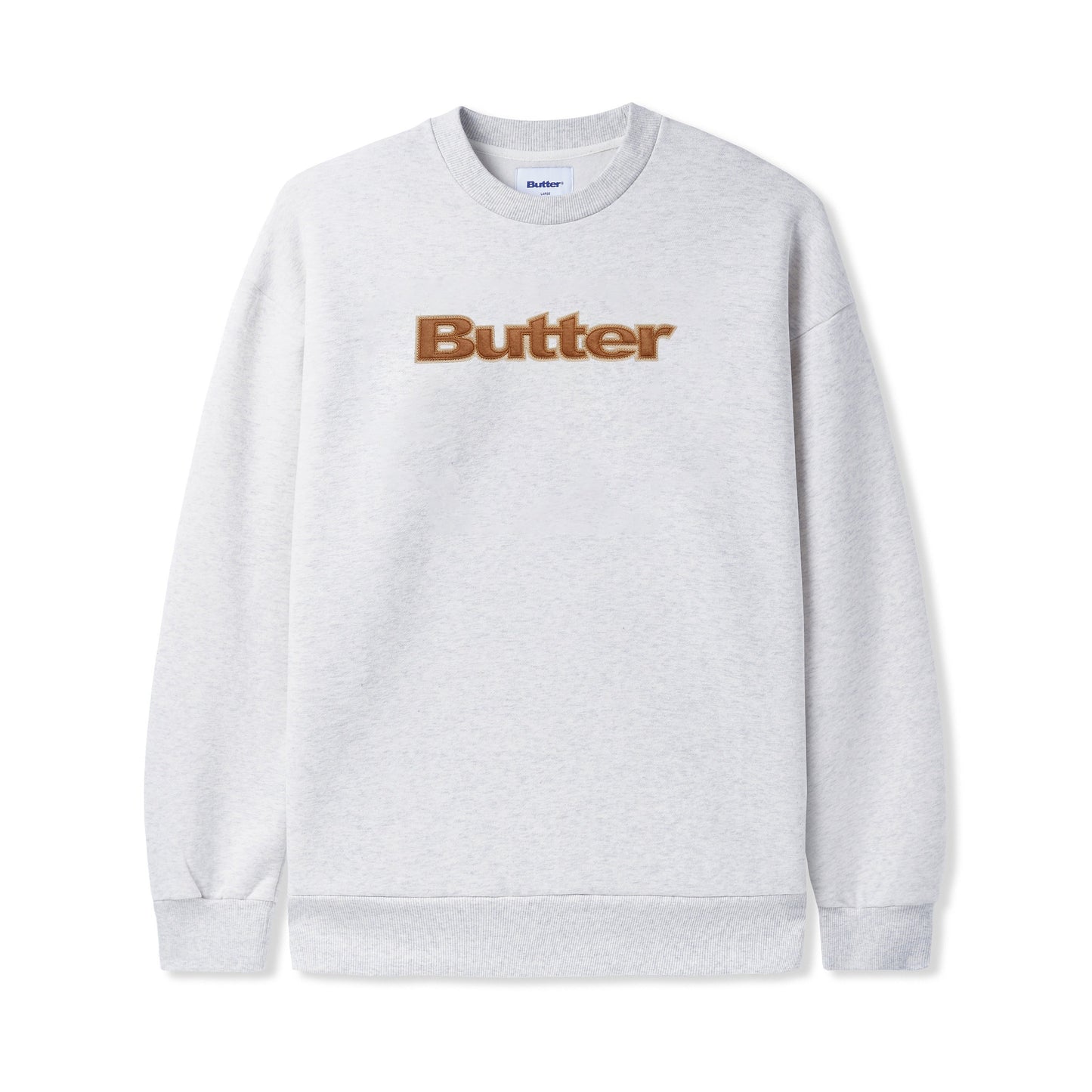  Felt Logo Applique Crewneck, Ash Grey