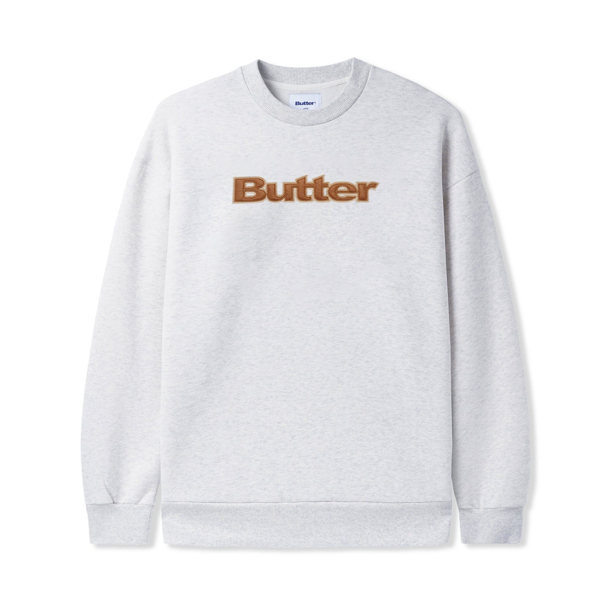  Felt Logo Applique Crewneck, Ash Grey