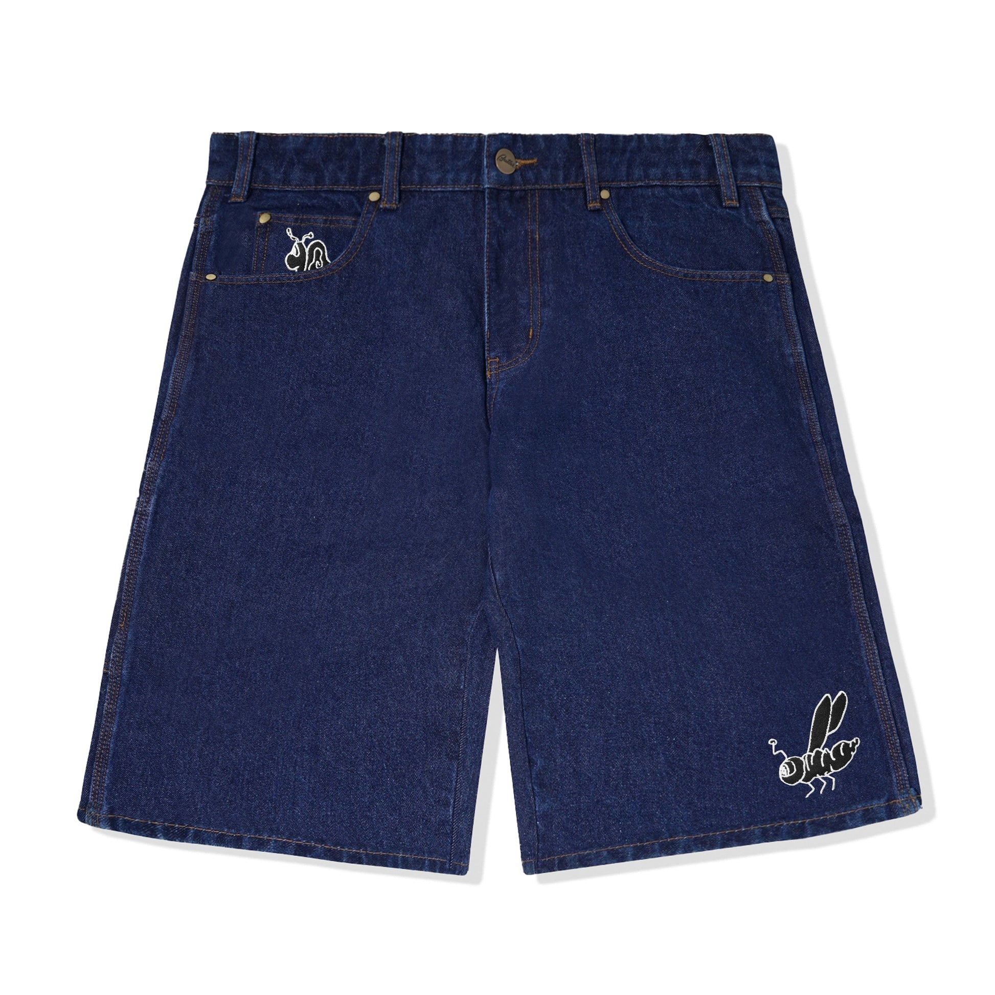  Critter Baggy Denim Shorts, Dark Indigo