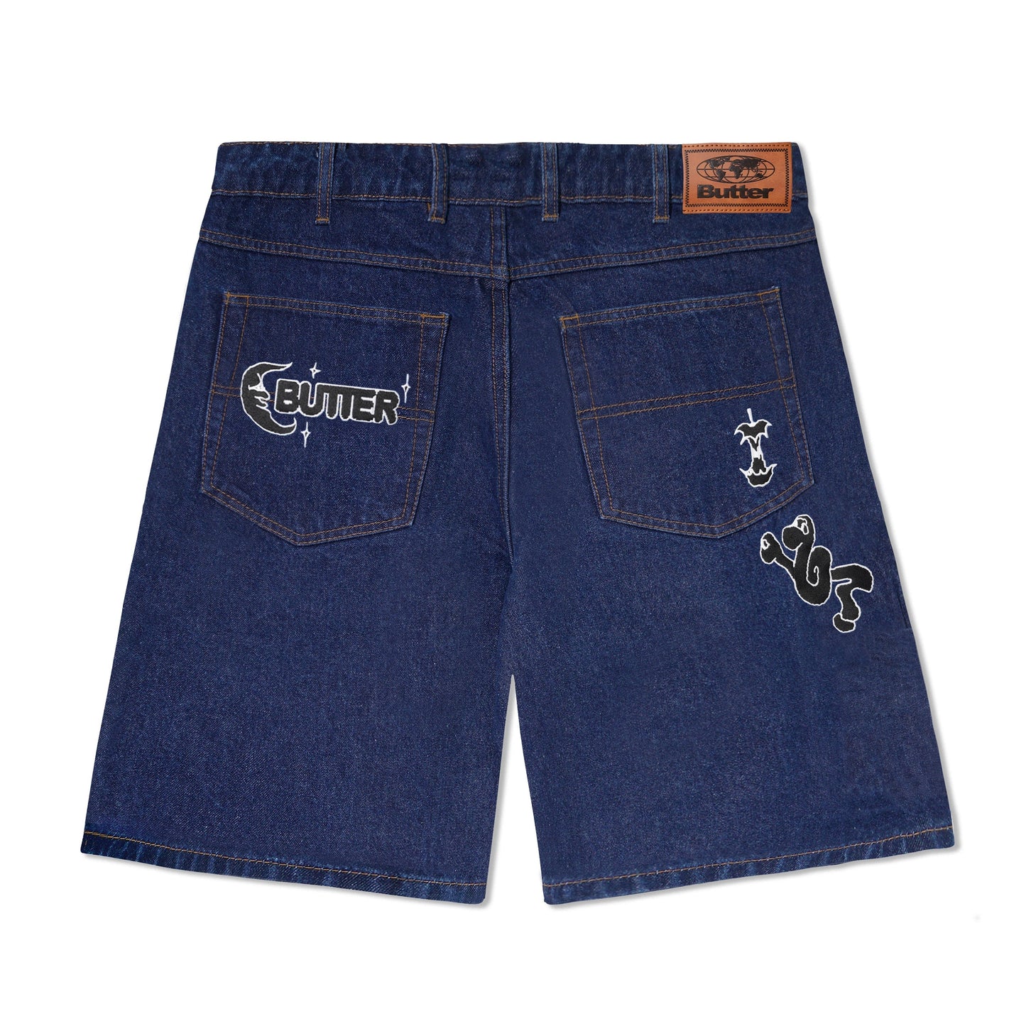  Critter Baggy Denim Shorts, Dark Indigo