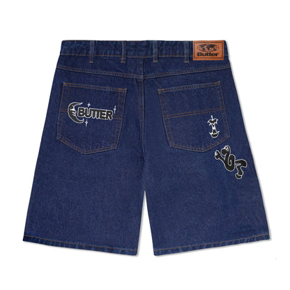  Critter Baggy Denim Shorts, Dark Indigo