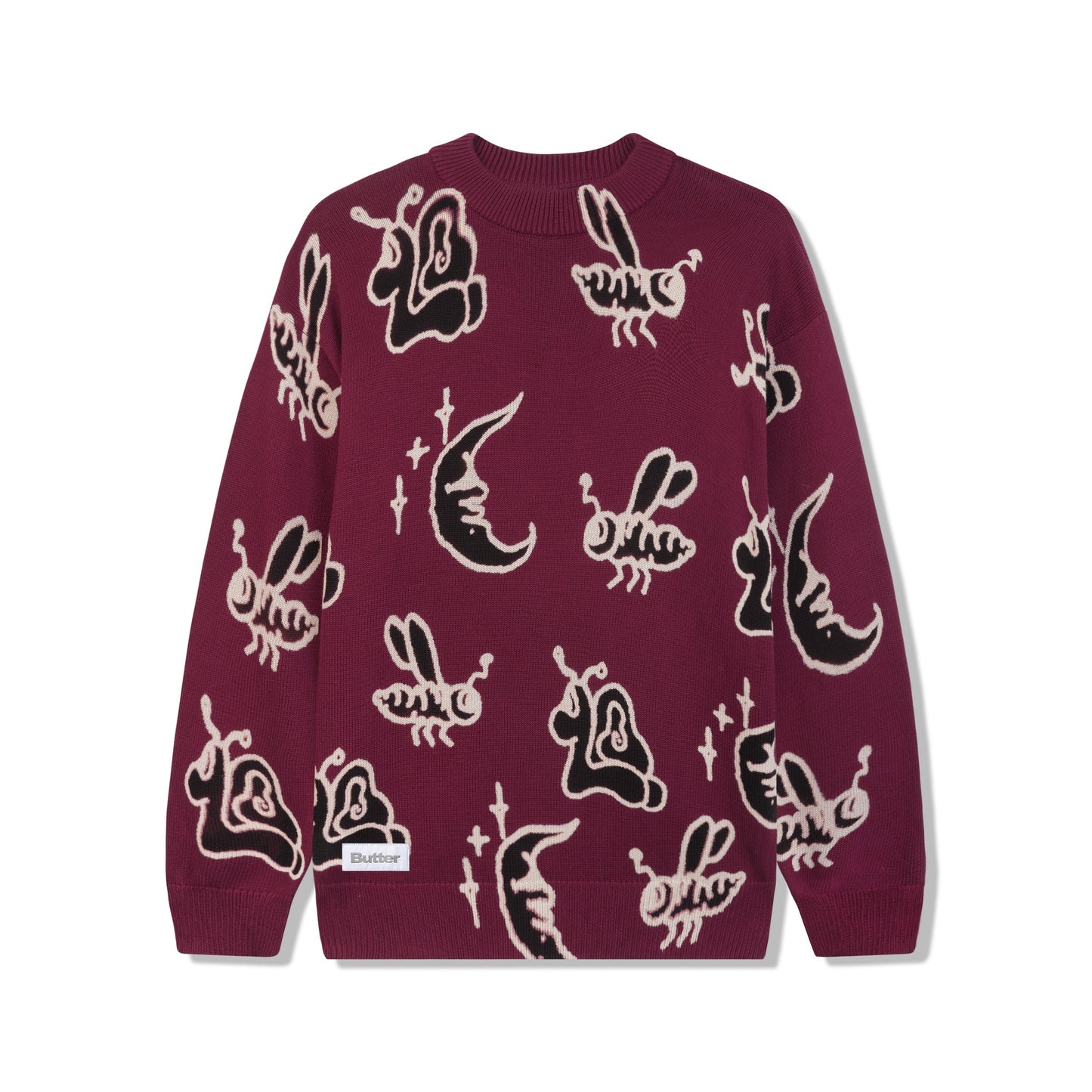  Critter Knitted Sweater, Wine