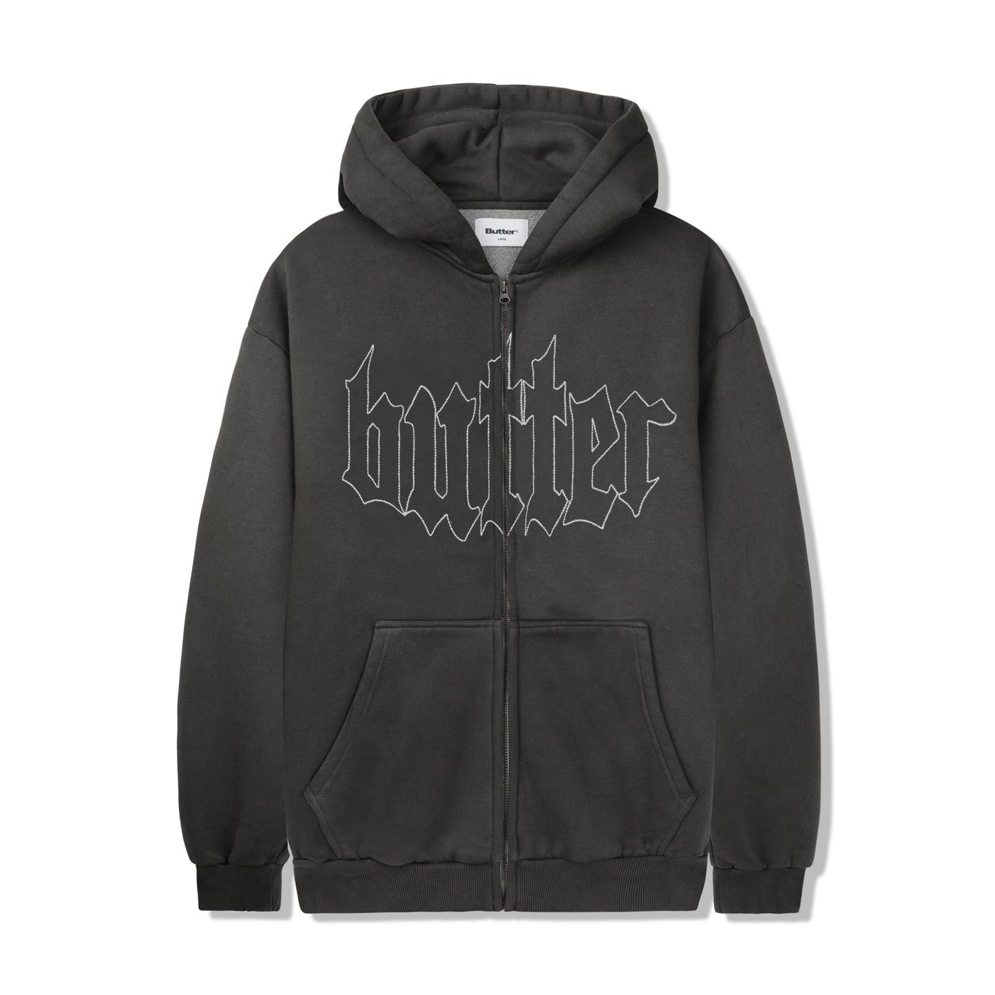  Cropped Zip-Thru Hood, Washed Black