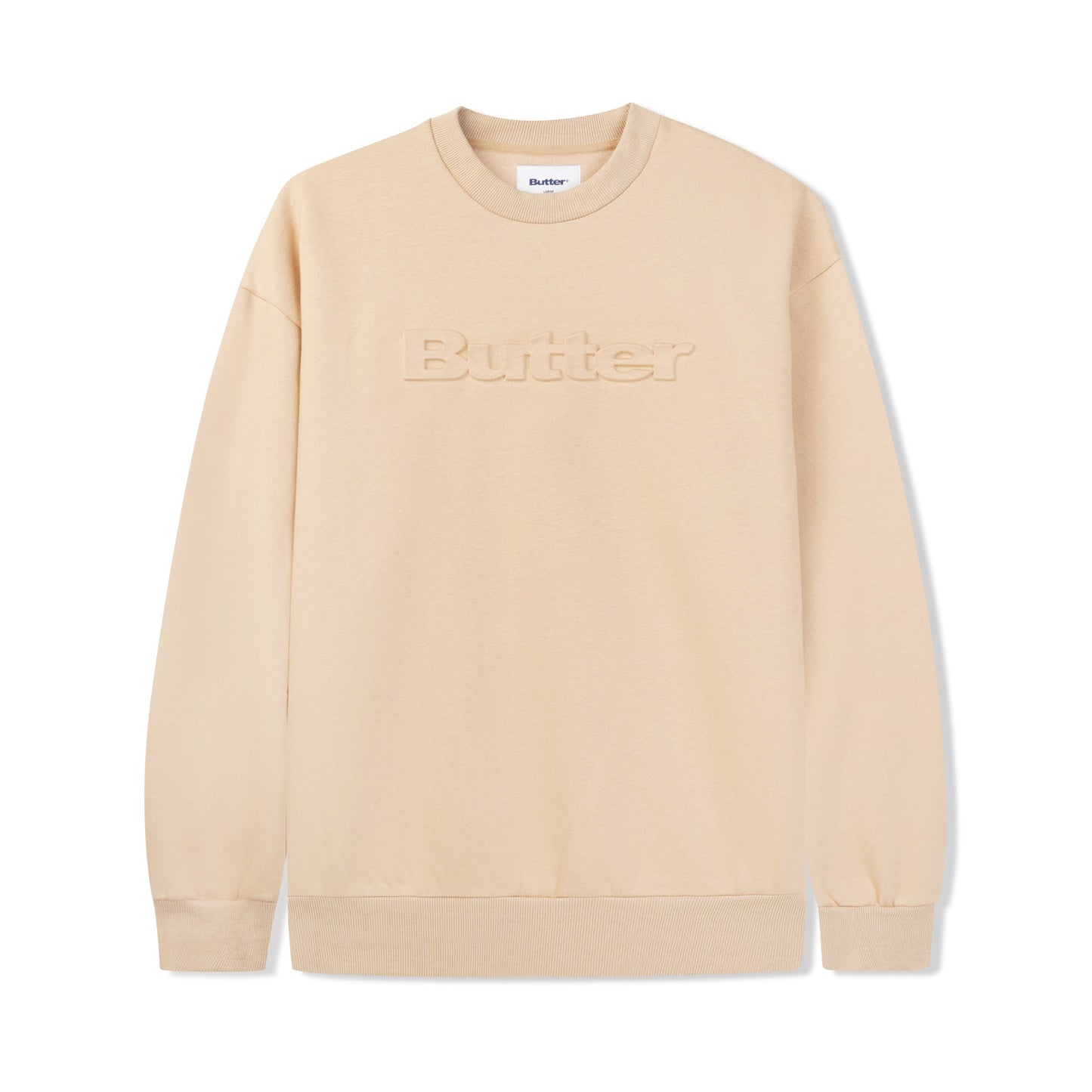  Embossed Logo Crewneck Sweatshirt, Tan