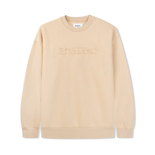  Embossed Logo Crewneck Sweatshirt, Tan