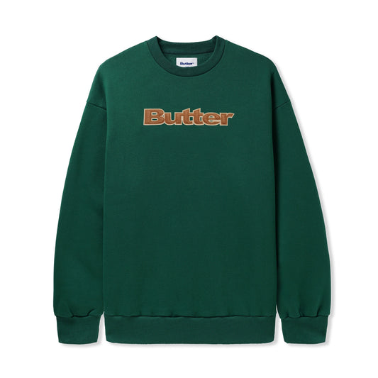  Felt Logo Applique Crewneck, Forest Green