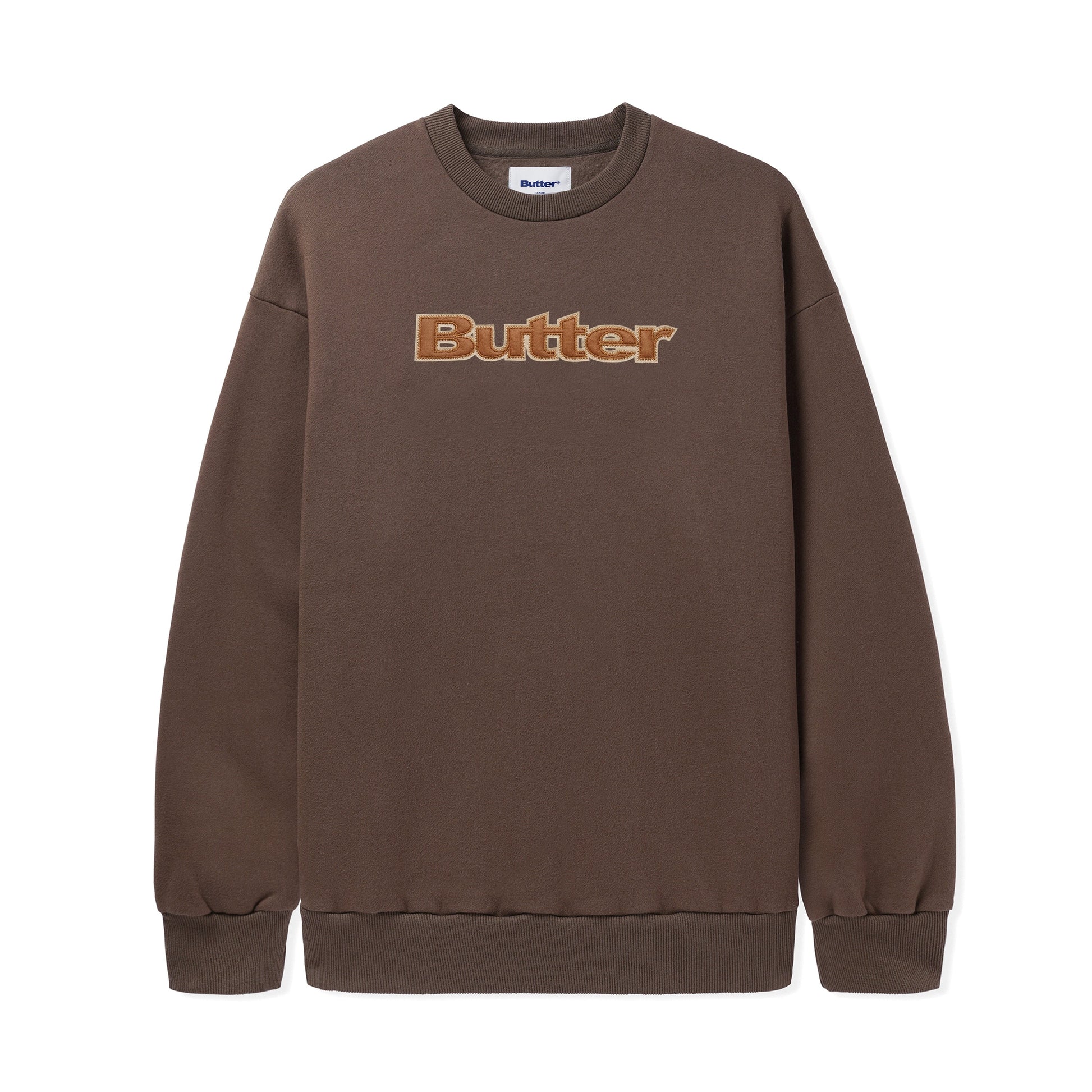  Felt Logo Applique Crewneck, Chocolate