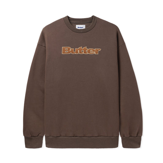  Felt Logo Applique Crewneck, Chocolate