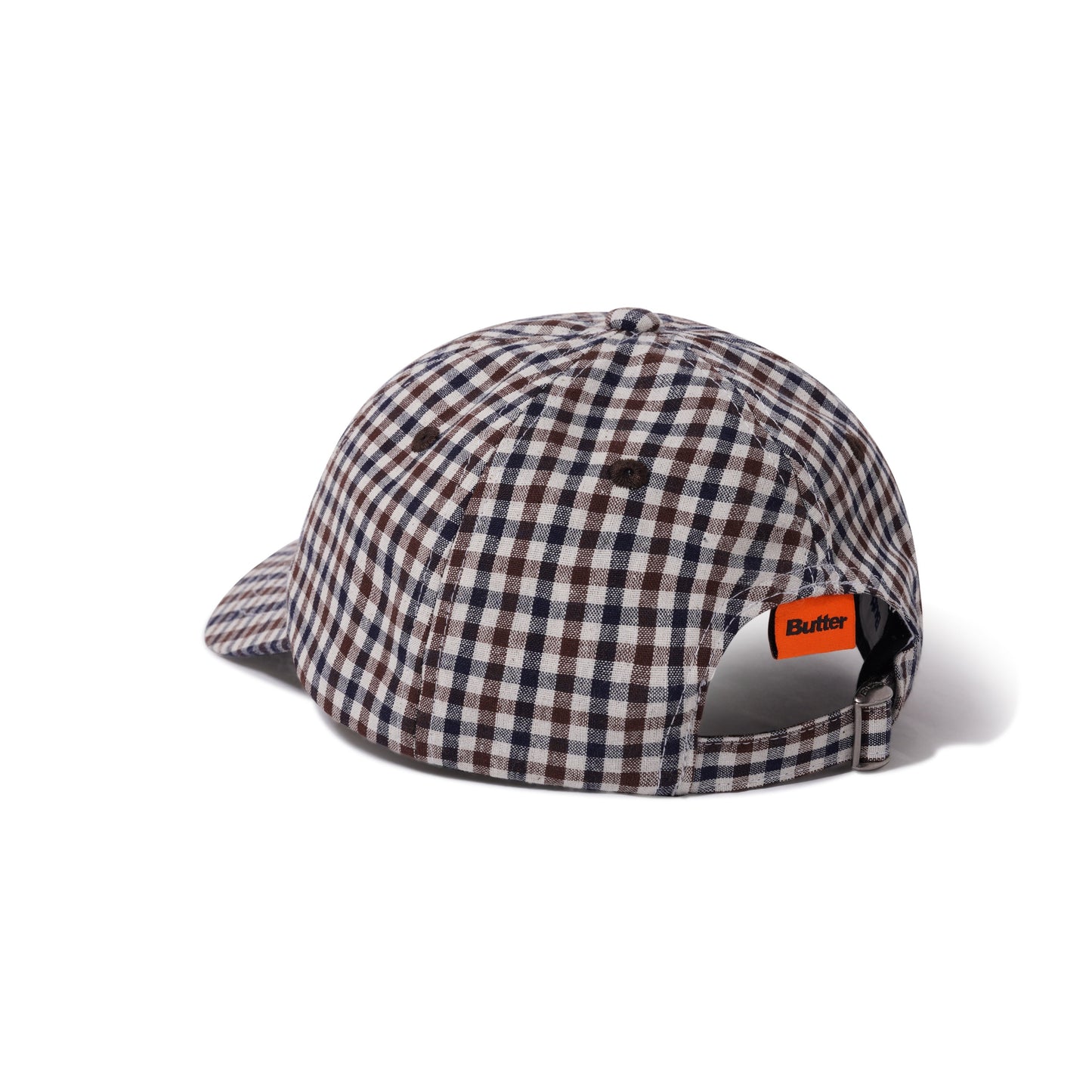  Gingham 6 Panel Cap, Brown / Navy