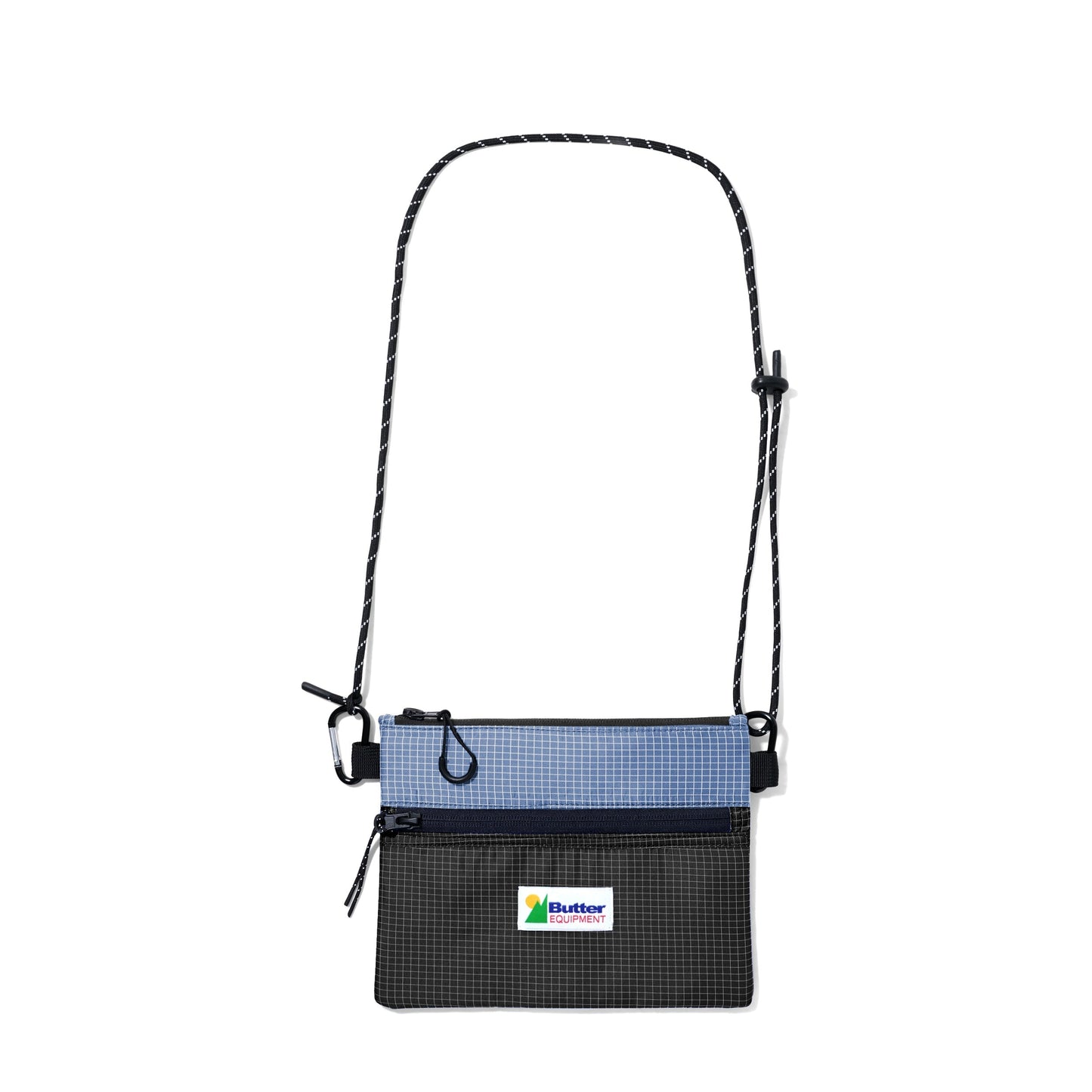  Paneled Ripstop Side Bag, Light Blue / Black