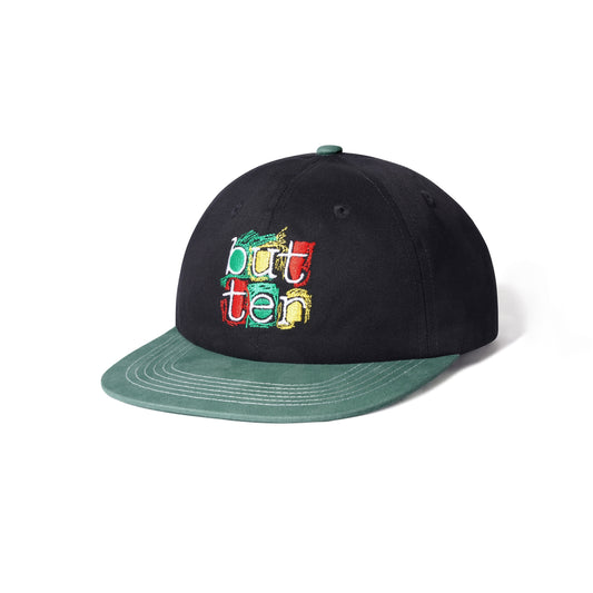  Scribble 6 Panel Cap, Black / Sage