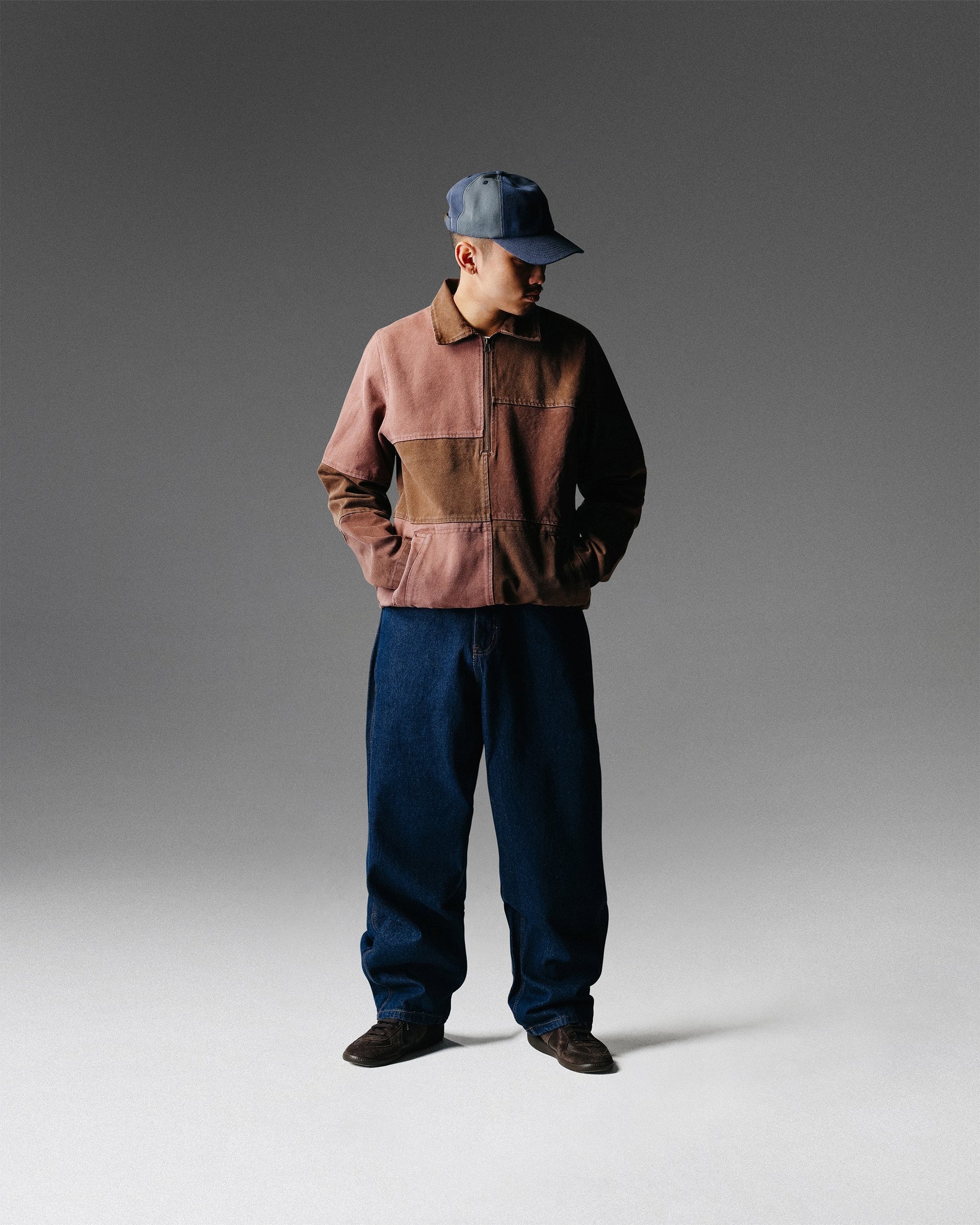  Canvas Patchwork 6 Panel Cap, Washed Navy
