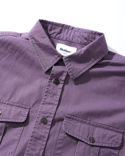  Washed Pocket L/S Shirt, Eggplant