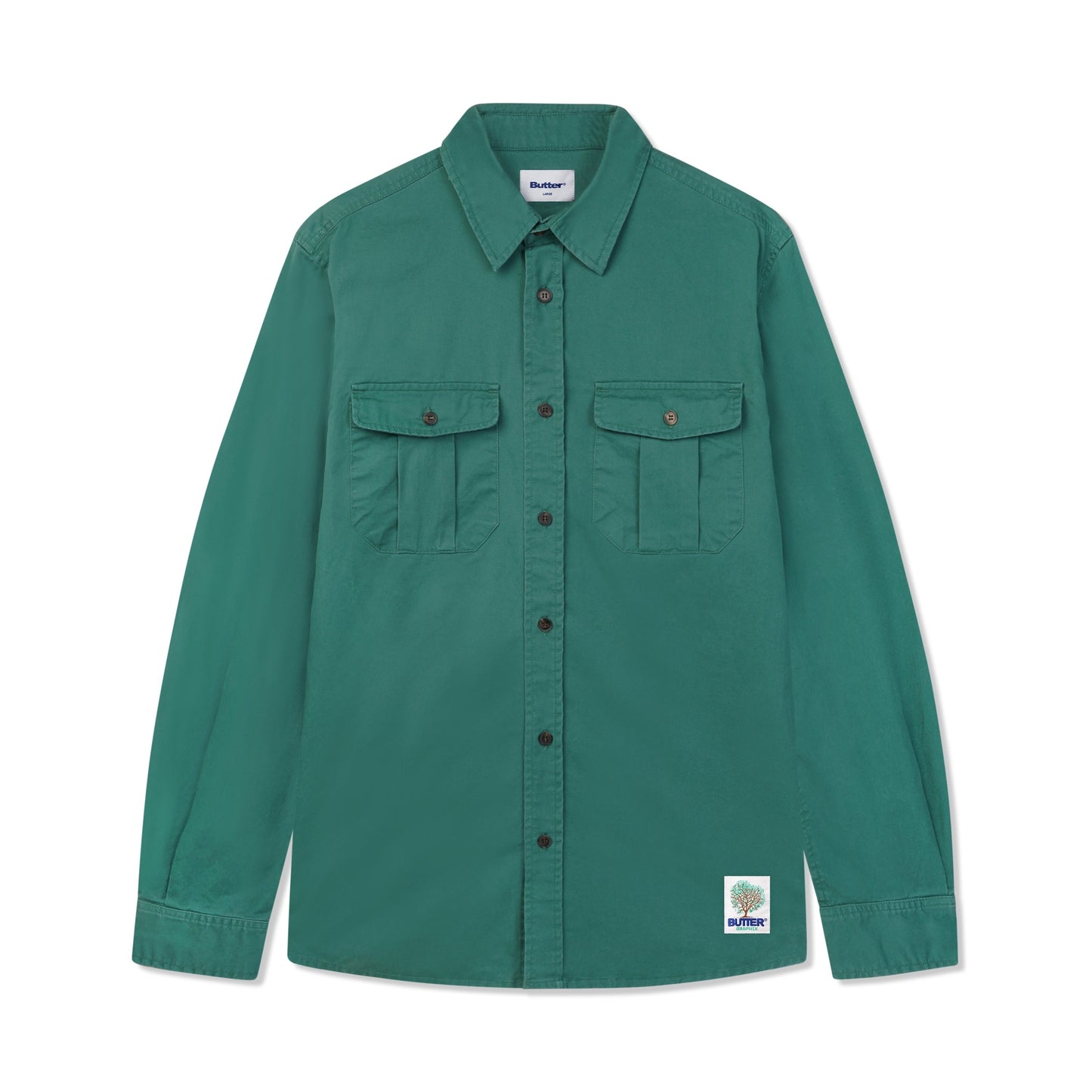  Washed Pocket L/S Shirt, Fern