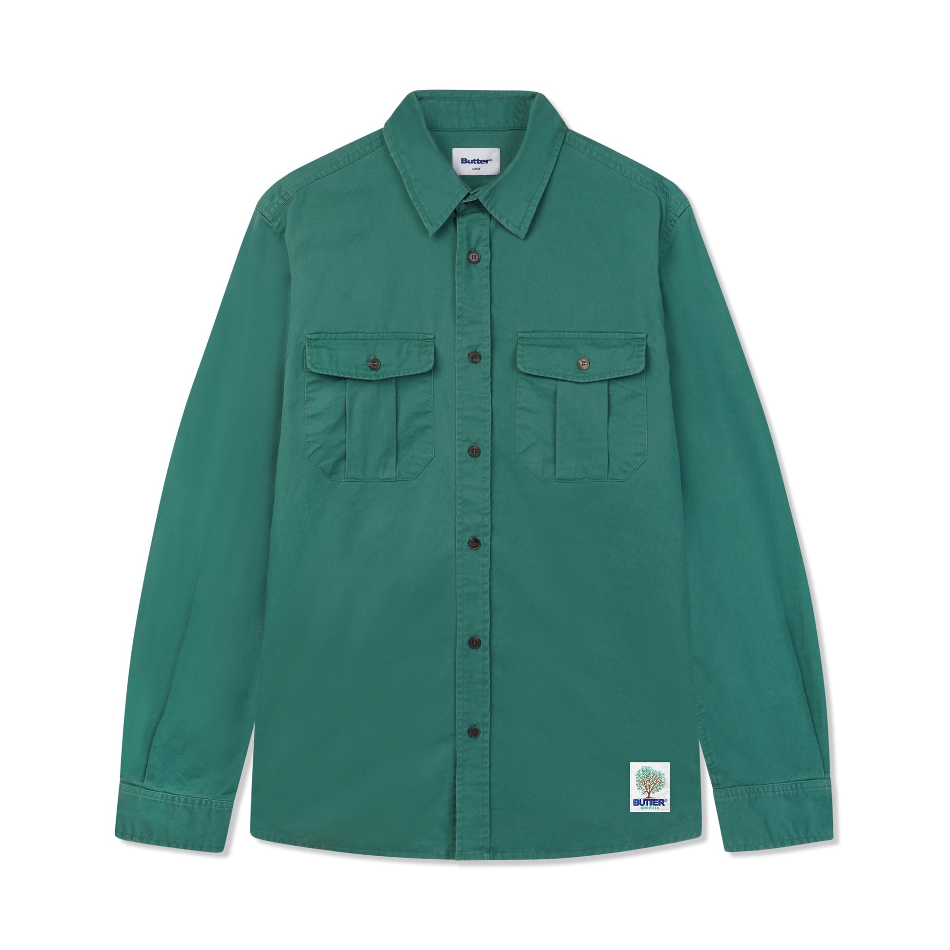  Washed Pocket L/S Shirt, Fern