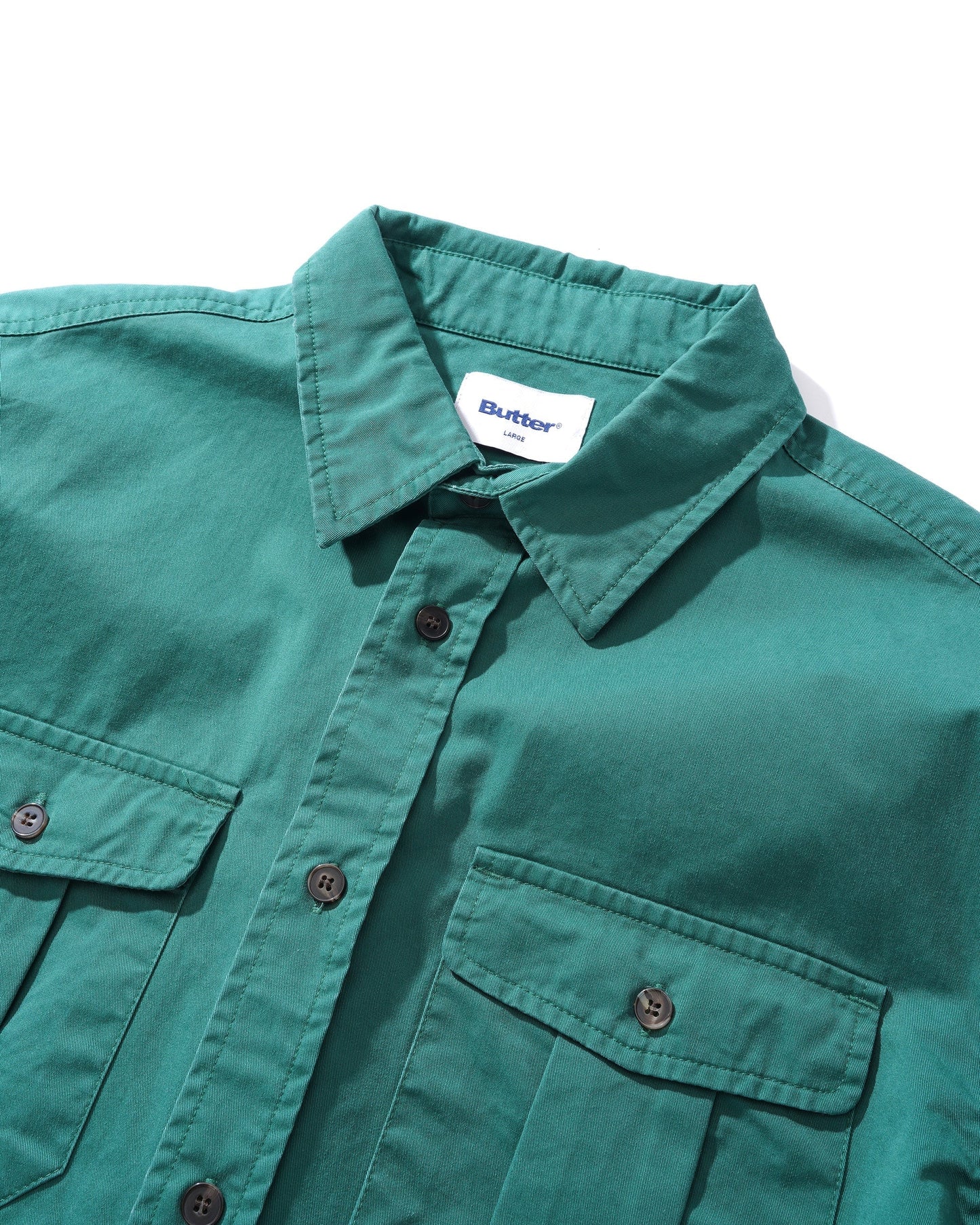  Washed Pocket L/S Shirt, Fern